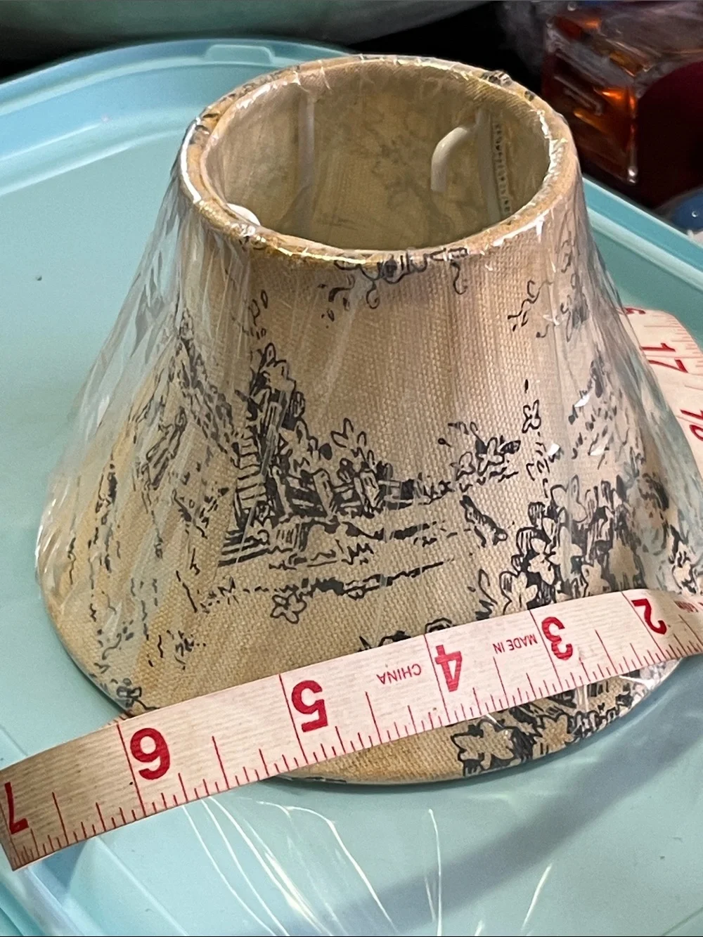 Beige Toile Fabric Lantern Shade - Unbranded